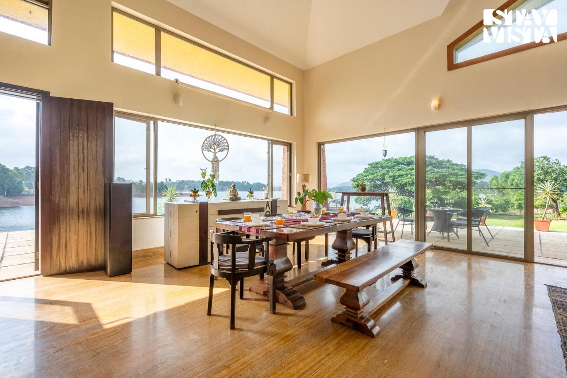 Stayvista At Three Shores With Lake View & Alfresco Dining Khamshet Buitenkant foto